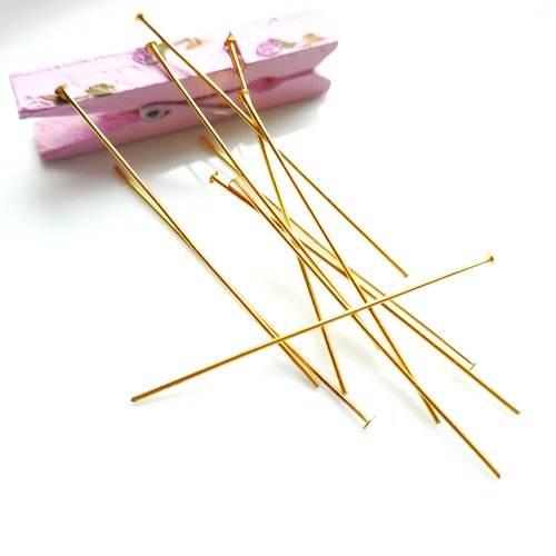 Clou tige tête plate 50 mm, apprêts européens, clou, tige, apprêts dorés, laiton