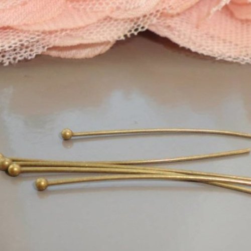 Clou épingle tête ronde , x40, laiton , 35 mm,  tige, épingle tête bille, clou bronze, 35 mm