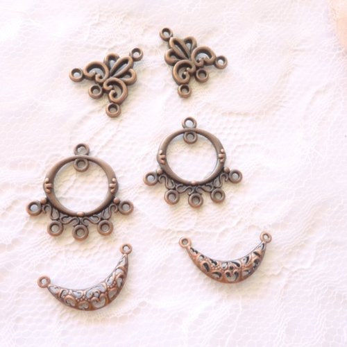 Lot connecteur cuivre, déstockage apprêts, apprêts bijoux, estampe, perle, lien