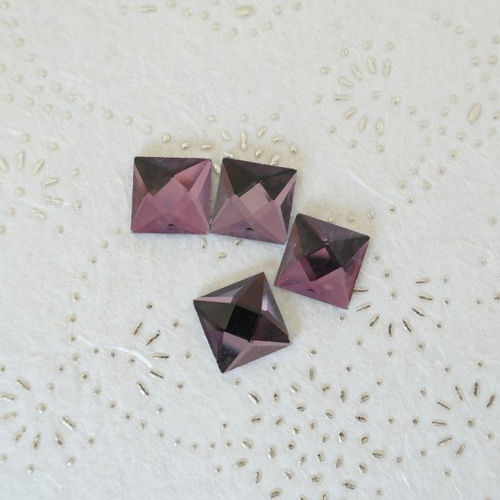 Lot cabochon en verre facette, ancien cabochon carré, dos plat, 14 mm, taille, facette losange