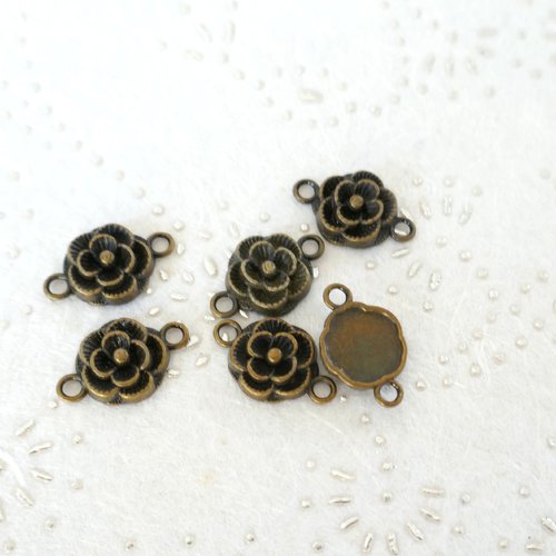 Connecteur bijoux fleur_ perle lien- intercalaire_bronze, 20 mm x6