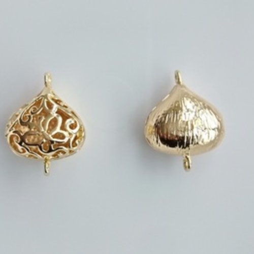 Connecteurs, gouttes, filigranés, dorées ,plaquées or,  ajourée, creuse 16 mm