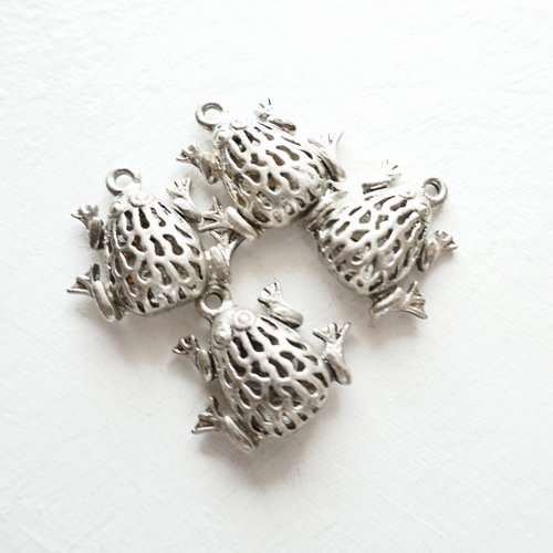 Pendentif grenouille argent, breloque bijoux, perle animal, métal, apprêts, diy