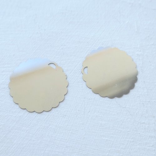 Pendentif fleur métal argent poli, charme collier, acier,x2, charme, acier inoxydable,