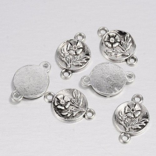 Connecteur fleur lien, apprêts argenté x10, bijoux florale , accessoire pour bijoutier
