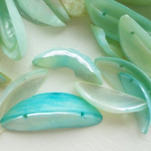 Perle coquillage connecteur, coquillage bleu perle naturelle, intercalaire, lien,