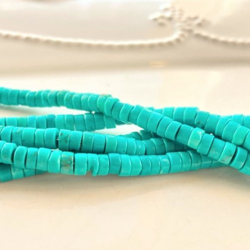 Perle pierre turquoise, howlite disque, howlite heishi, perle plate, 10cm