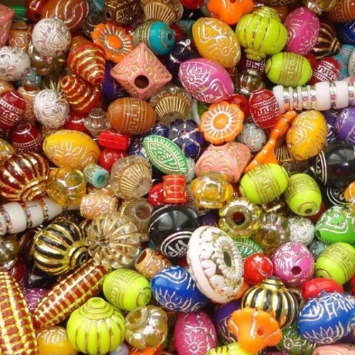 Lot perle couleurs et formes mixtes, perle en résine, acrylique, x20, bijoux, diy