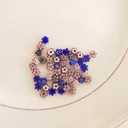Perle fleur millefiori,  verre murano, mille fiori, matériel, bijoux kit, création