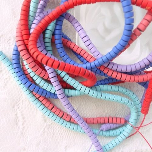 Hématite  heishi, perle rondelle, perle palet, colorée, acidulée, bijoux surfer