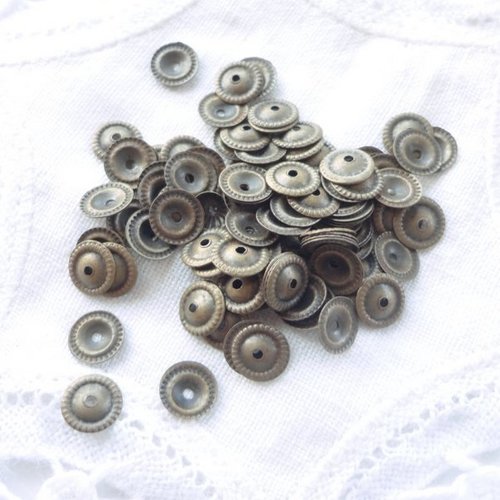 Coupelle perle bronze, calotte perle, finition bijoux, embout, apprêts, bijoux, x50