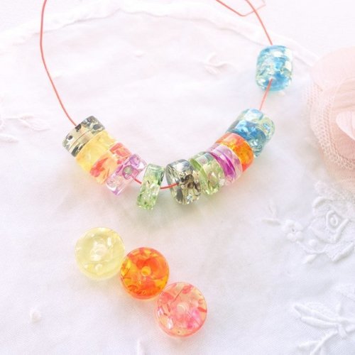Perle palet résine, perle 10 mm, plate, rondelle, heishi, x20