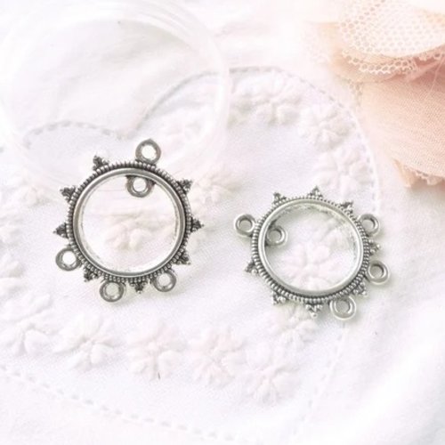Connecteur boucle d'oreille, multi rang, connecteur rond,3 rangs, apprêts bijoux argenté, base bijoux, intercalaires, base, di
