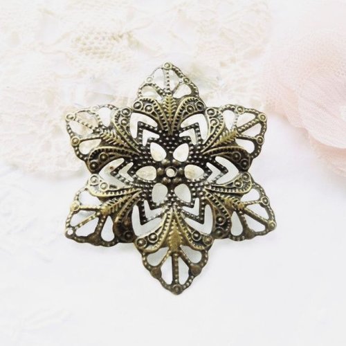 Estampe fleur bronze, estampe étoile, connecteur filigrané, bronze, rond, fleur