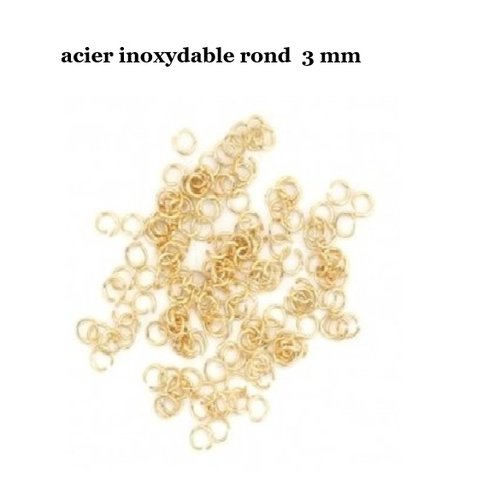 Anneau bijoux doré, acier inoxydable, anneaux brisé,3 mm,  apprêts acier, apprêts bijoux, inox, or