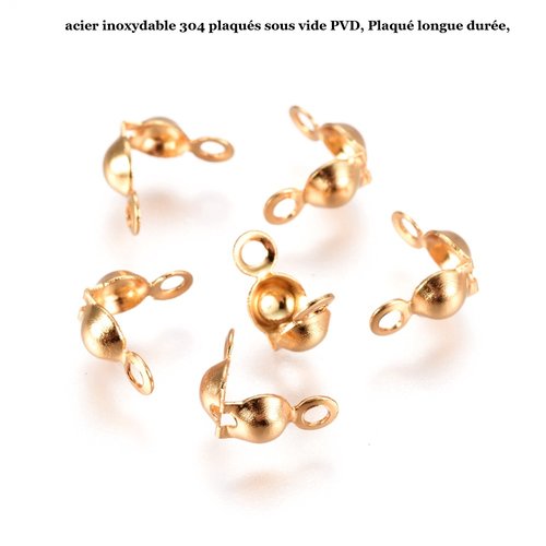 Cache nœud acier doré, acier inoxydable, embout bijoux, collier, bracelet, apprêts