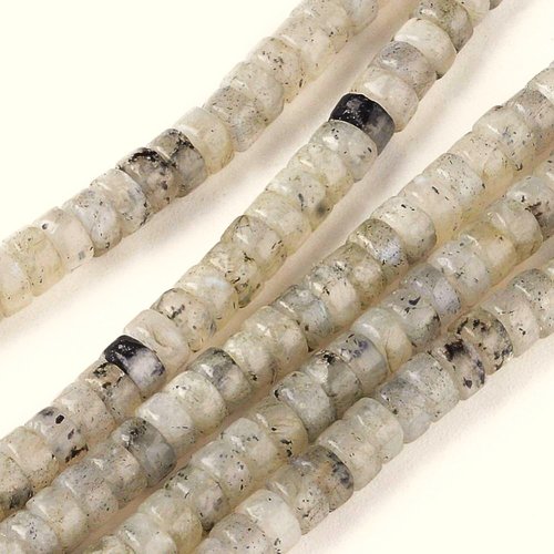Perle labradorite grise naturelle, perle palet rondelle, heoshi