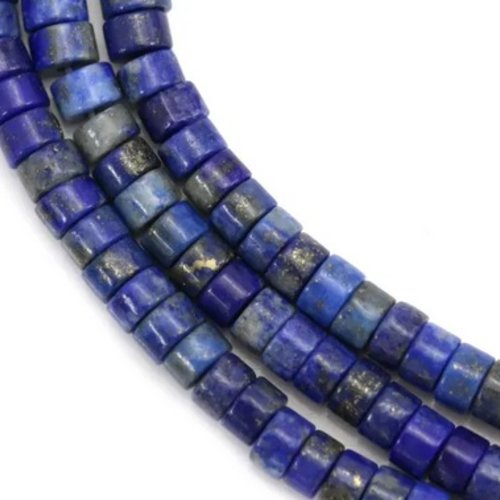 Perle heishi pierre, lapis lazuli, pierre bleue, perle rondelle, disque, bijoux surfer