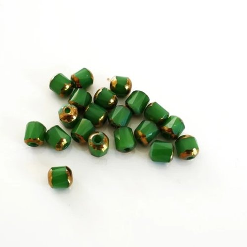 Perle en verre tchèque, or et vert, x40, république tchèque, perle, verre de bohème, diy, bijoux