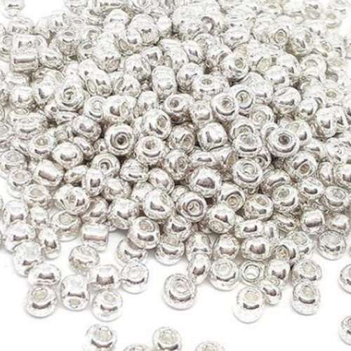 Perle rocaille verre argent, 255 grammes , perle verre,  tiny, rocaille,