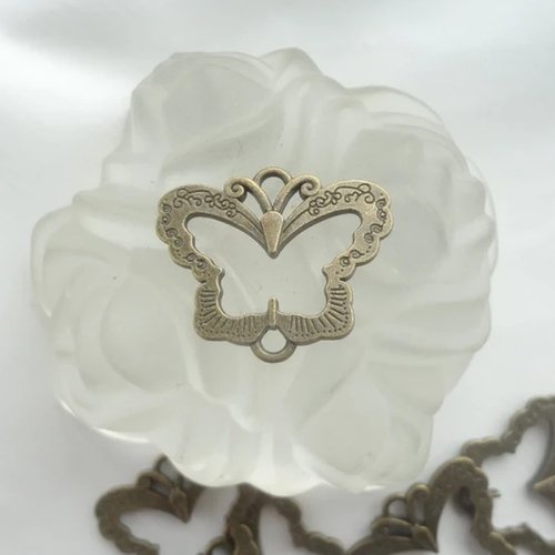 Connecteur bijoux papillon, perle métal intercalaire, perle  papillon, bronze, nickel free,