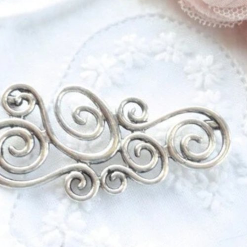 Connecteur argent , plastron argent, apprêt bijoux, arabesque, collier