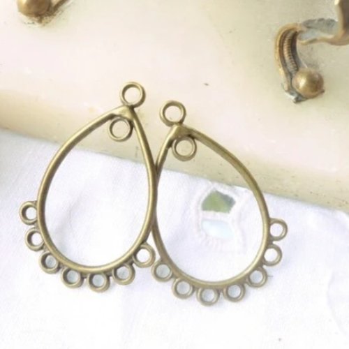 Connecteur jonction bronze, connecteur multi rang, perle goutte, apprêt pour bijoux,