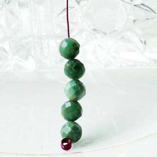 Perle d'émeraude naturelle, bijoux en pierre d'émeraude, perle facette, pierre verte x6,