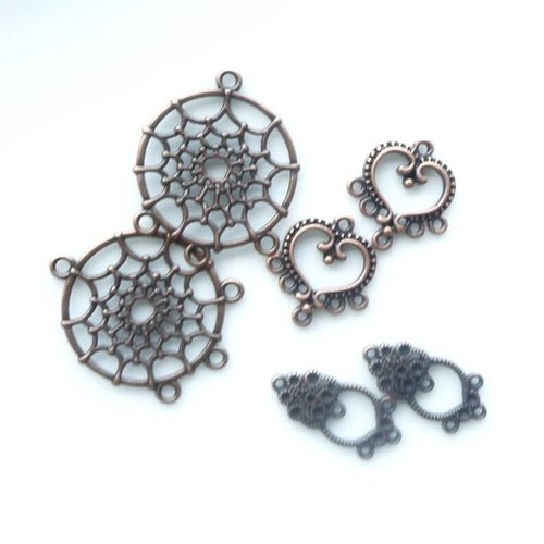 Lot connecteur cuivre, déstockage apprêts, apprêts bijoux, estampe, perle, lien