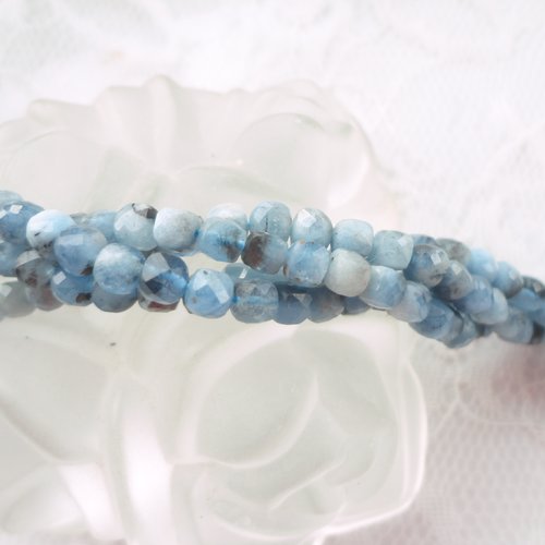 Aigue marine naturelle, pierre bleu, perle cube, facette 4 mm, aigue marine rare, bijoux,