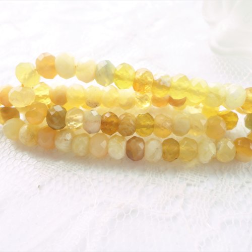 Opale jaune naturelle , pierre facette, perle boulier, donut, abaque, pierre fine , bijouterie, création,