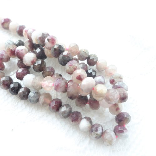 Tourmaline naturelle facette, pierre rose, perle boulier, pierre bijoux, diy, bracelet, collier,