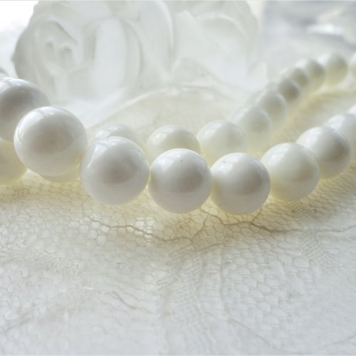 Perle coquille ronde blanche, nacre naturelle, nacre ronde  10 mm, bijoux maman, bijoux mariage