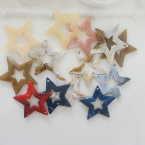 Perle forme étoile acrylique, connecteur bijoux, perle étoile, acétate écille de tortue,