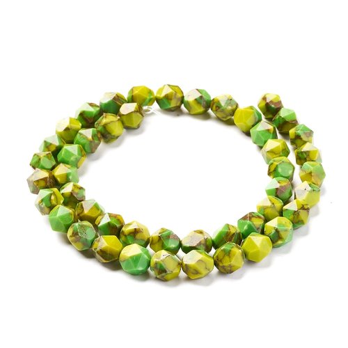 Perle de turquoise facette, x 20, pierre vert kaki, forme étoile; bijoux en perle, gemmes, minéraux,