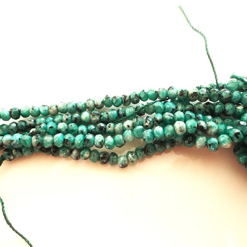 Perle de jade facette rondelle un brin, pierre naturelle, pierre verte, semi précieuse, bijoux, diy