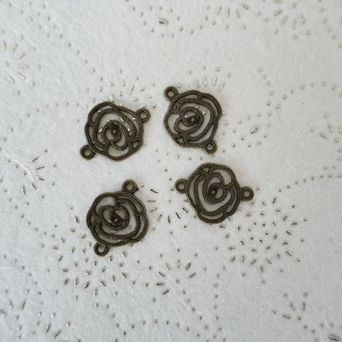 Connecteur bijoux fleur_ perle lien- intercalaire_bronze