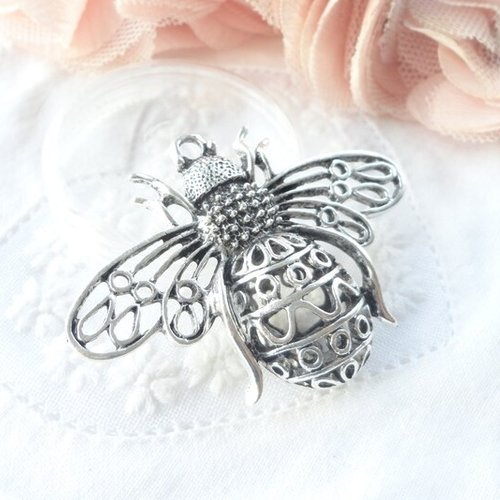 Pendentif abeille, charme, breloque, collier, abeille, insecte, filigranne