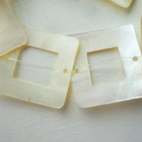 Perle carré en nacre naturelle, x10 carré 33 mm, coquillage, nacre, bijoux diy, original