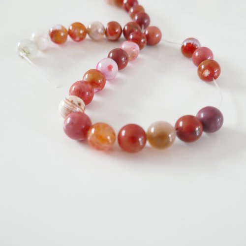 Perle d'agate naturelle,  onde, 10 mm, agate rouge, pierre bijoux, création bijoux, fille, fantaisie, diy