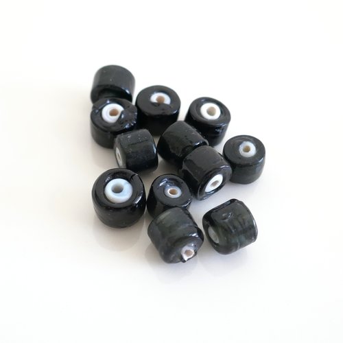 Perle verre tube artisanale, perle cylindre, artisanale, hand-made,  soufflé,  filé