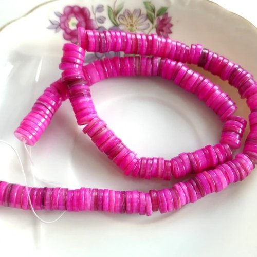 Perle naturelle, rondelle heishi, bijoux en nacre, rare,
