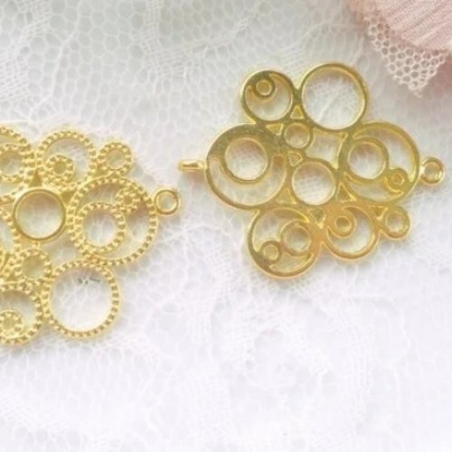Connecteur bijoux doré, intercalaire lien, arabesque, boucle d'oreille,x2