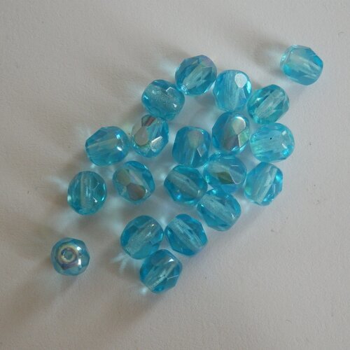 Lot de 50 perles en verre Décorées 6mm Noir Argenté