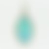 Cabochon ovale verre 13x18mm bleu + pendentif argenté avec strass