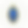 Cabochon ovale verre 13x18mm bleu + pendentif bronze