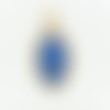 Cabochon ovale verre 13x18mm bleu + pendentif doré avec strass
