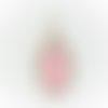 Cabochon ovale verre 13x18mm rose + pendentif argenté avec strass
