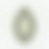 Cabochon ovale verre 13x18mm argenté + pendentif bronze