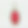 Cabochon ovale verre 13x18mm rouge + pendentif argenté avec strass